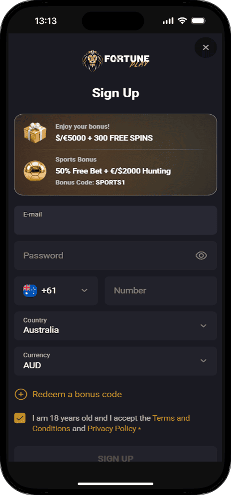 FortunePlay Sign Up